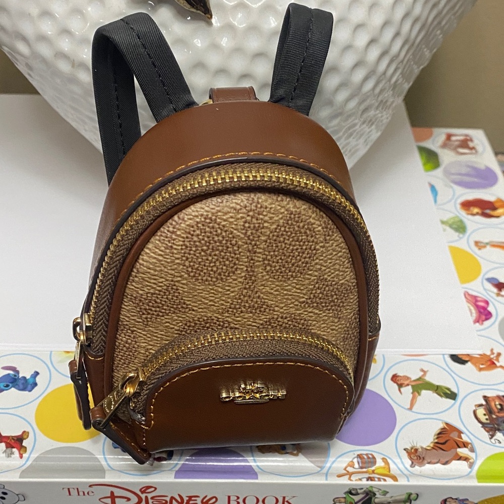 BNWT Coach Mini Backpack Tan/Brown Keychain/Cardholder